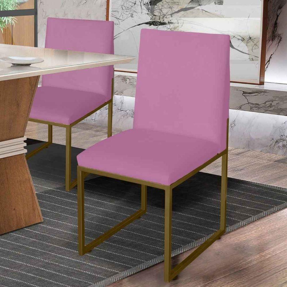 Miniatura Kit 4 Cadeira De Jantar Escritorio Industrial Garden Ferro Dourado Suede Rose