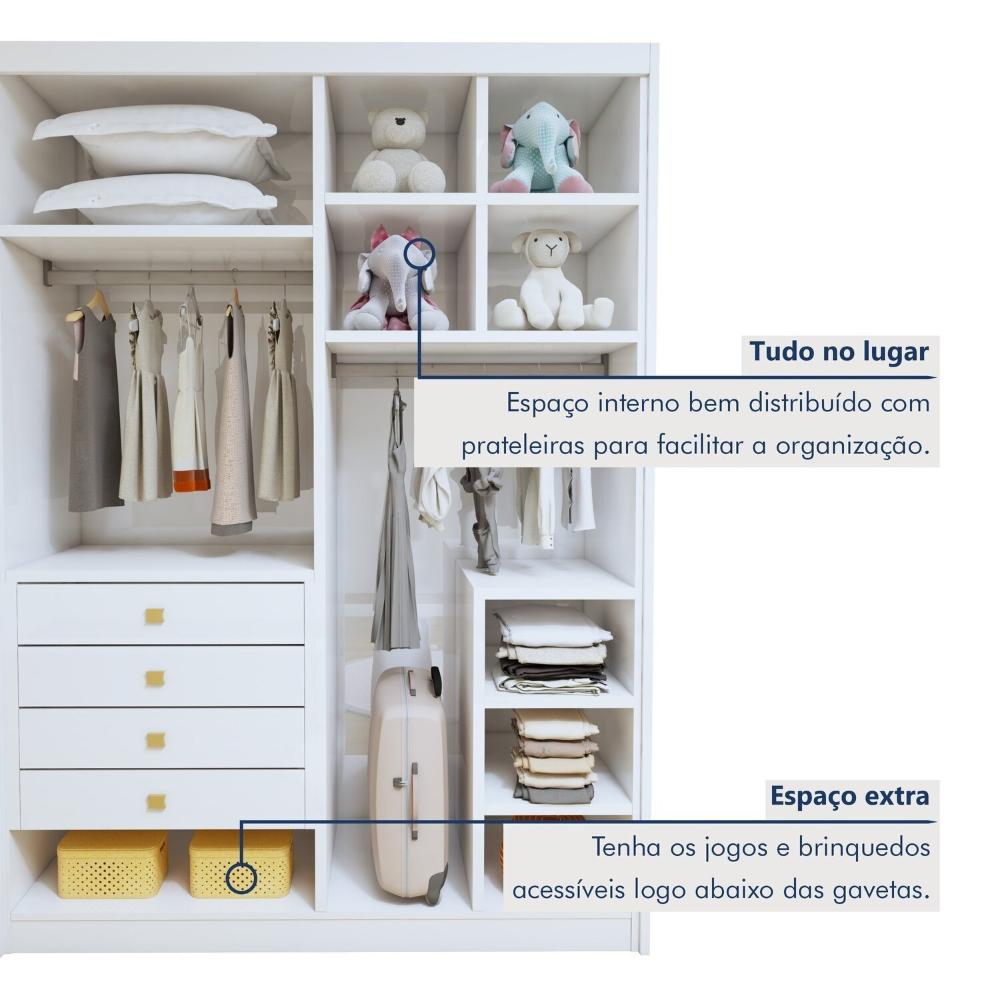 Quarto Infantil Completo Closet Eloá e Cama Irlanda Branco