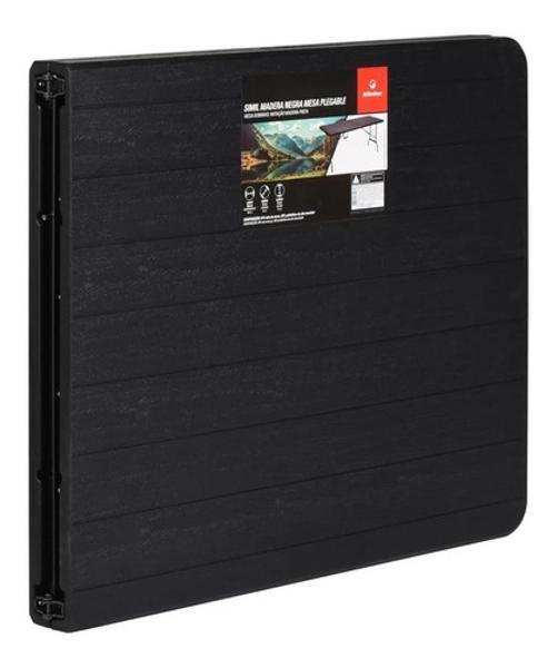 Mesa Dobrável Portatil Vira Maleta Imita Madeira - Preto