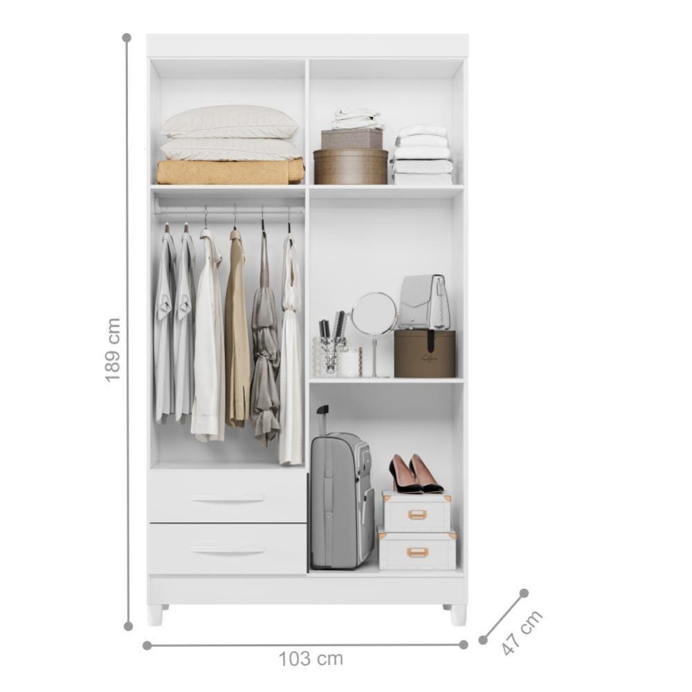 Guarda Roupa Com Espelho Valentina Branco Titanium Azul Rosa