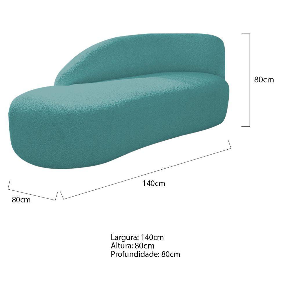 Kit Divã Luna 140cm Lado Esquerdo E 01 Poltrona Base De Ferro Preto Suede Cor Azul Turquesa