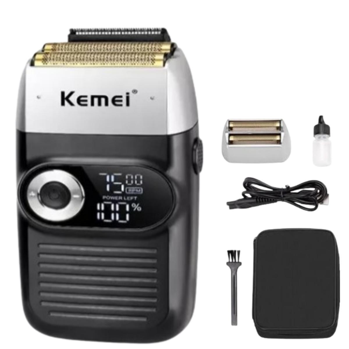 Miniatura Maquina Cortar Cabelo Kemei 2026 - Barbeador Profissional