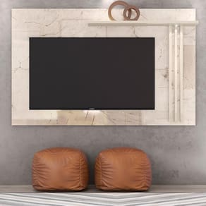 Rack Madetec Cross com 182cm de Largura + Painel Madetec Cross com 182cm de Largura, Ideal para TV de Até 65” Calacata/Off White