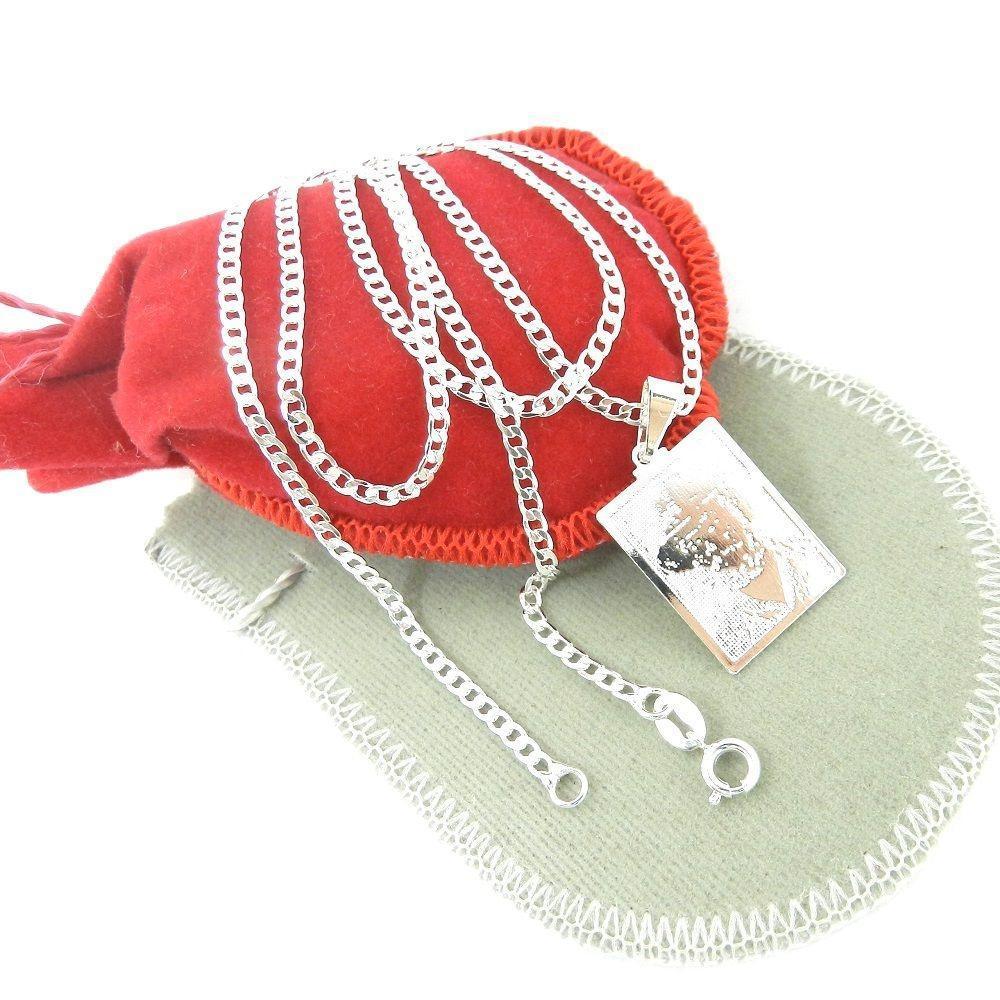 Miniatura Corrente Masculina 60Cm 3Mm Placa Folheada Prata Cr294