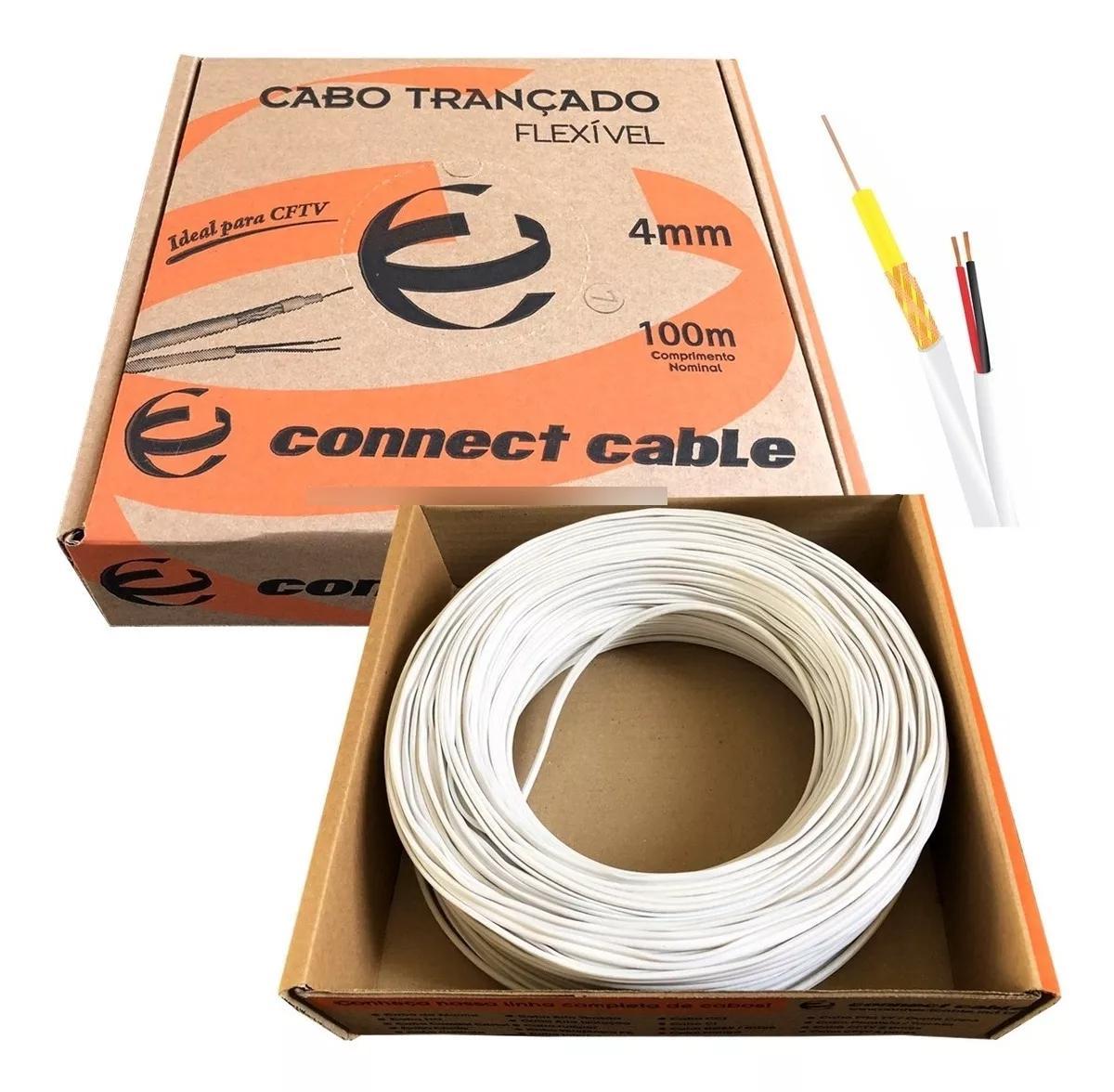 Miniatura Cabo Coaxial 4Mm Bipolar 100M Cftv-Connect Cable-P/Câmeras