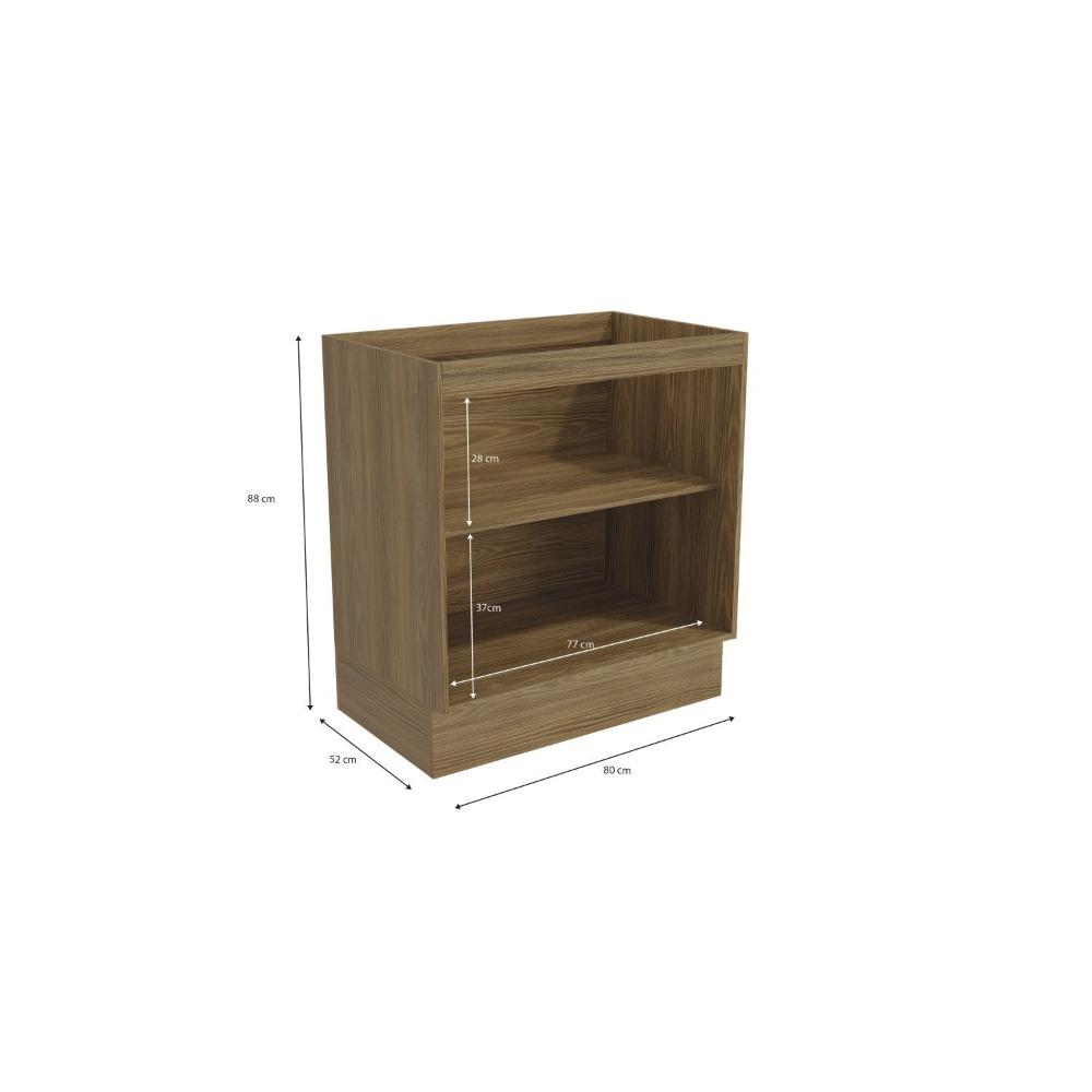 Miniatura Balcão de Cozinha 80cm 2 Portas Madeira Kappesberg Nogueira/Fendi
