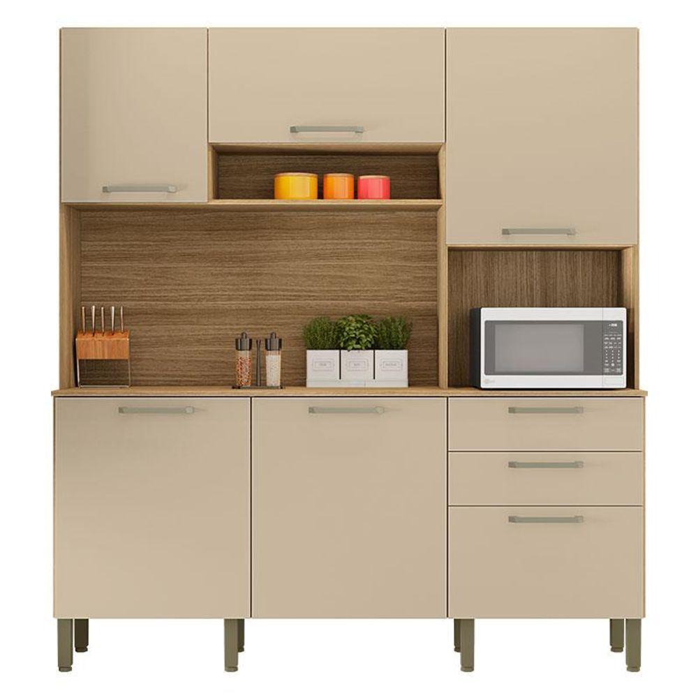 Miniatura Cozinha Ambiente Ferrara 6 Portas E 2 Gavetas Freijó Vanilla - Kits Paraná