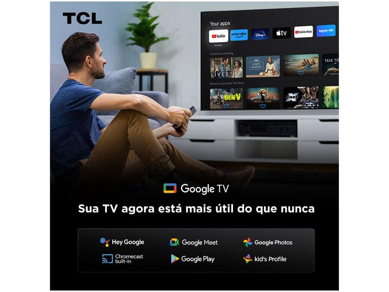Smart TV 50" TCL 4K UHD QLED 50P7K Google TV AiPQ Google Assistente 3 HDMI