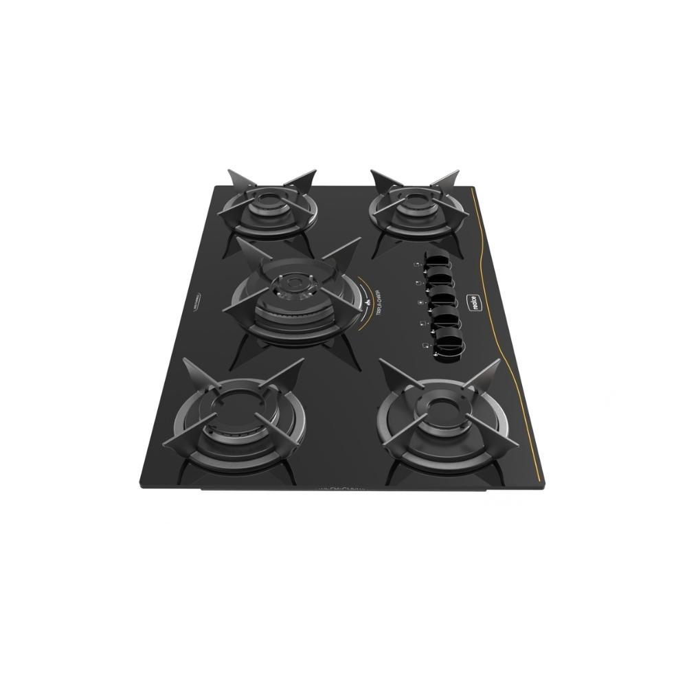 Miniatura Cooktop 5 Bocas a Gás Tripla Chama Realce Bivolt CR226 Preto - 127/220
