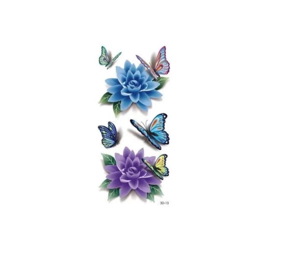 Miniatura 3D Realista Bonita Tatuagem Temporária Borboleta 19X9 Kit