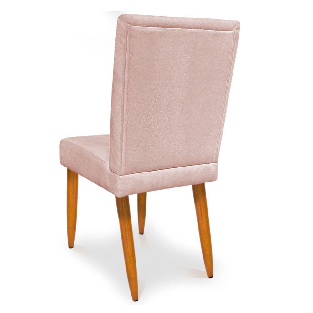 Miniatura Kit 2 Cadeiras De Jantar Acapulco Suede Rosa Bebê Pés Palito Castanho - Pallazio