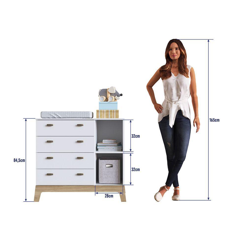 Miniatura Cômoda Branca 04 Gavetas 01 Porta Unissex Criança/BebêBranco