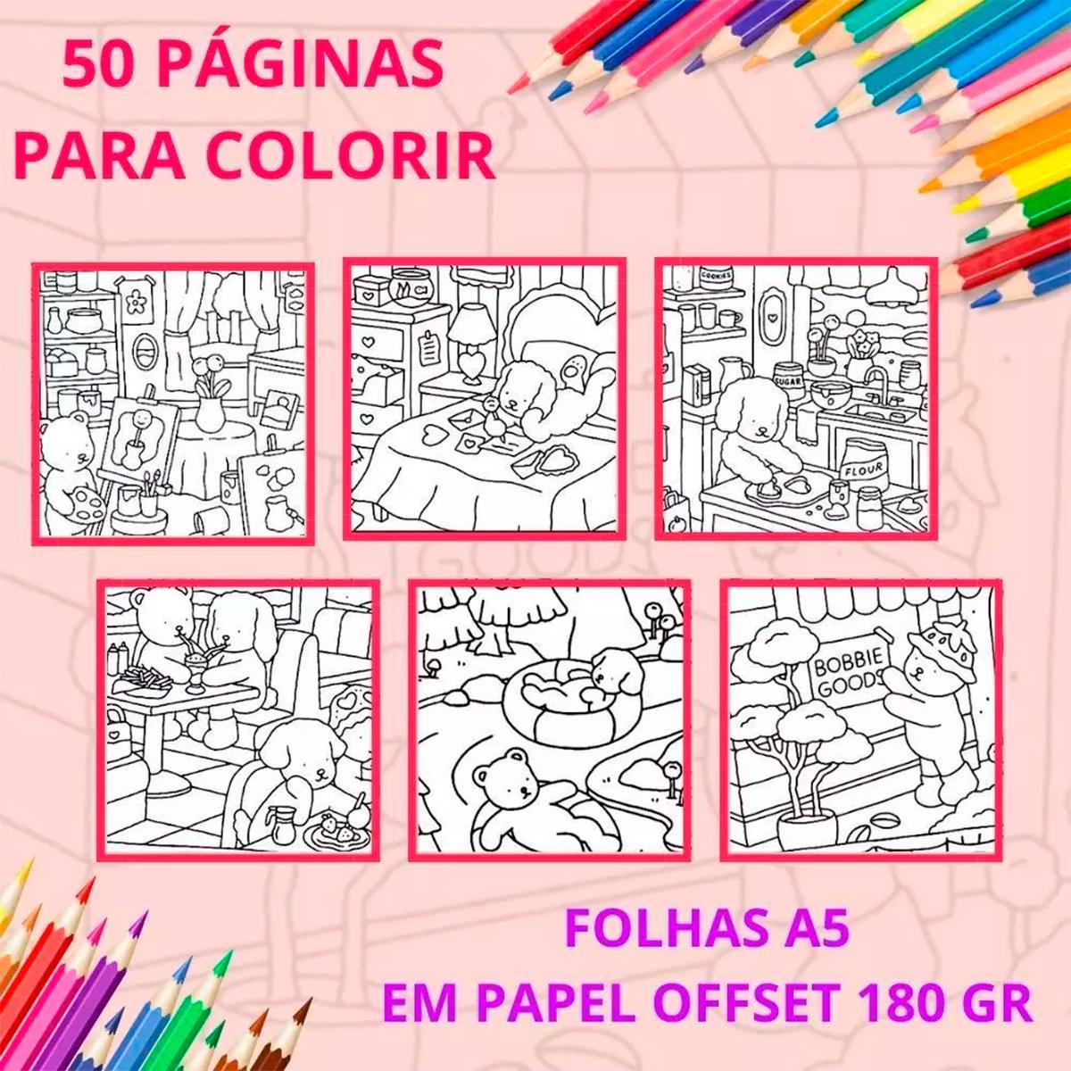 Miniatura Livro Colorir Bobbie Goods Capa Dura 50 Páginas Boobie Goods