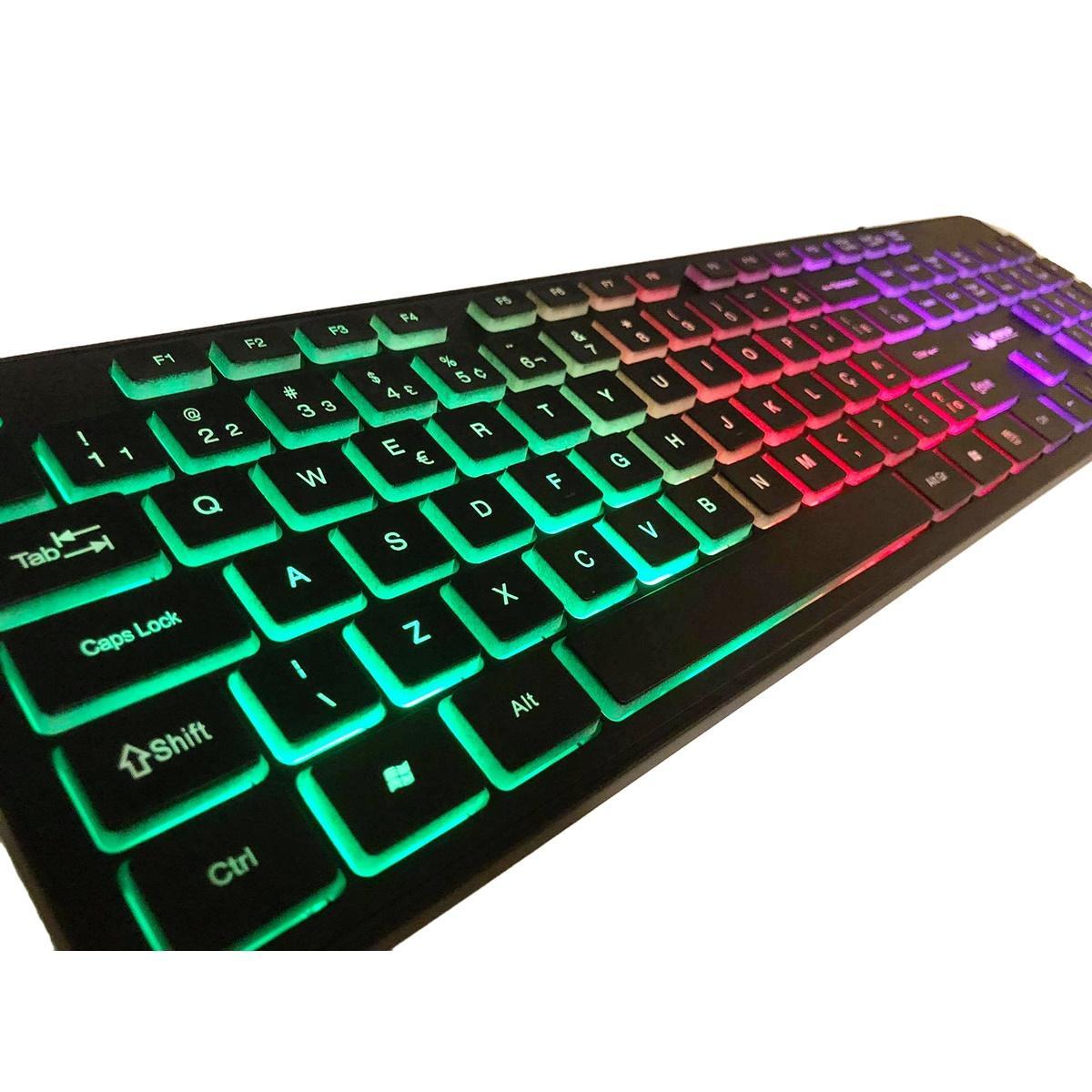 Miniatura Teclado Gamer Para Pc Com Luz De Led Rgb Português Brasil