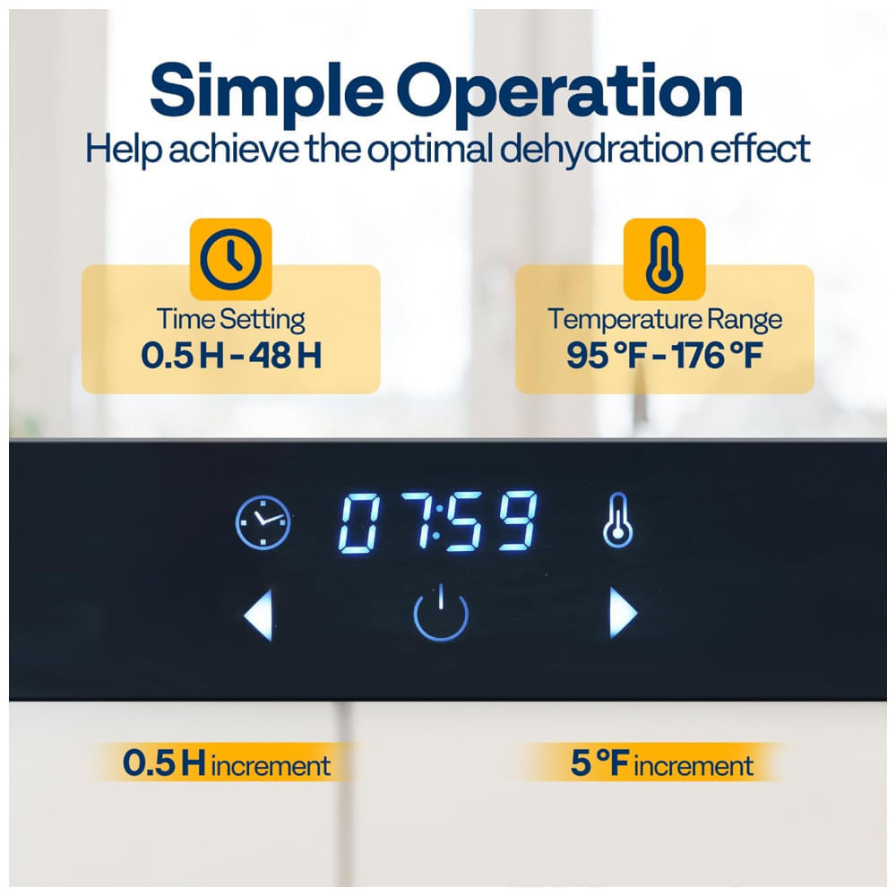 Miniatura Desidratador de Alimentos VIVOHOME, 6 Bandejas de Aço Inoxidável, Controle de Temperatura 70°C, Temporizador 48H, 400W 110v