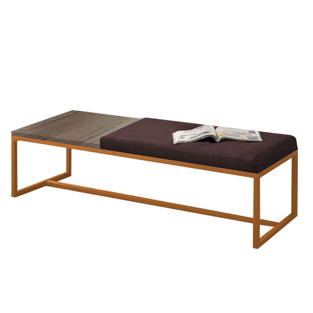 Miniatura Calçadeira Recamier Londres 140cm Bronze Sintético Marrom Mdf Madeira - Ahazzo Móveis