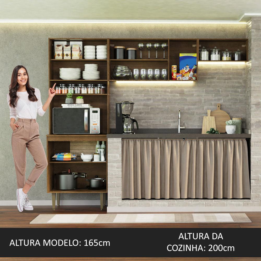 Armário de Cozinha Compacta Quiosque 235cm Rustic/Crema Gourmet Madesa 01 Rustic/Crema