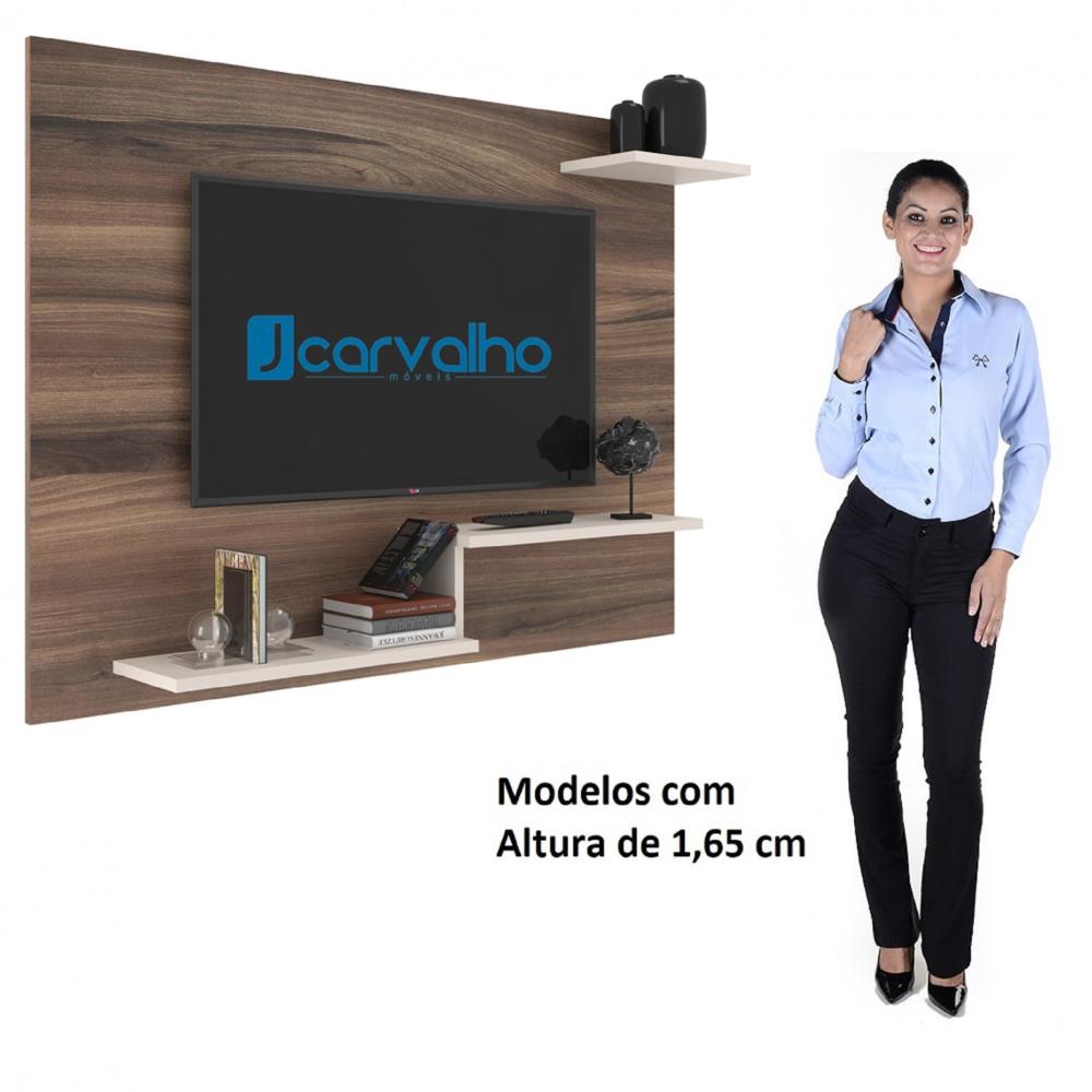 Miniatura Painel para TV até 49 Polegadas com Prateleira Denver J Carvalho Nogueira/Carvalho