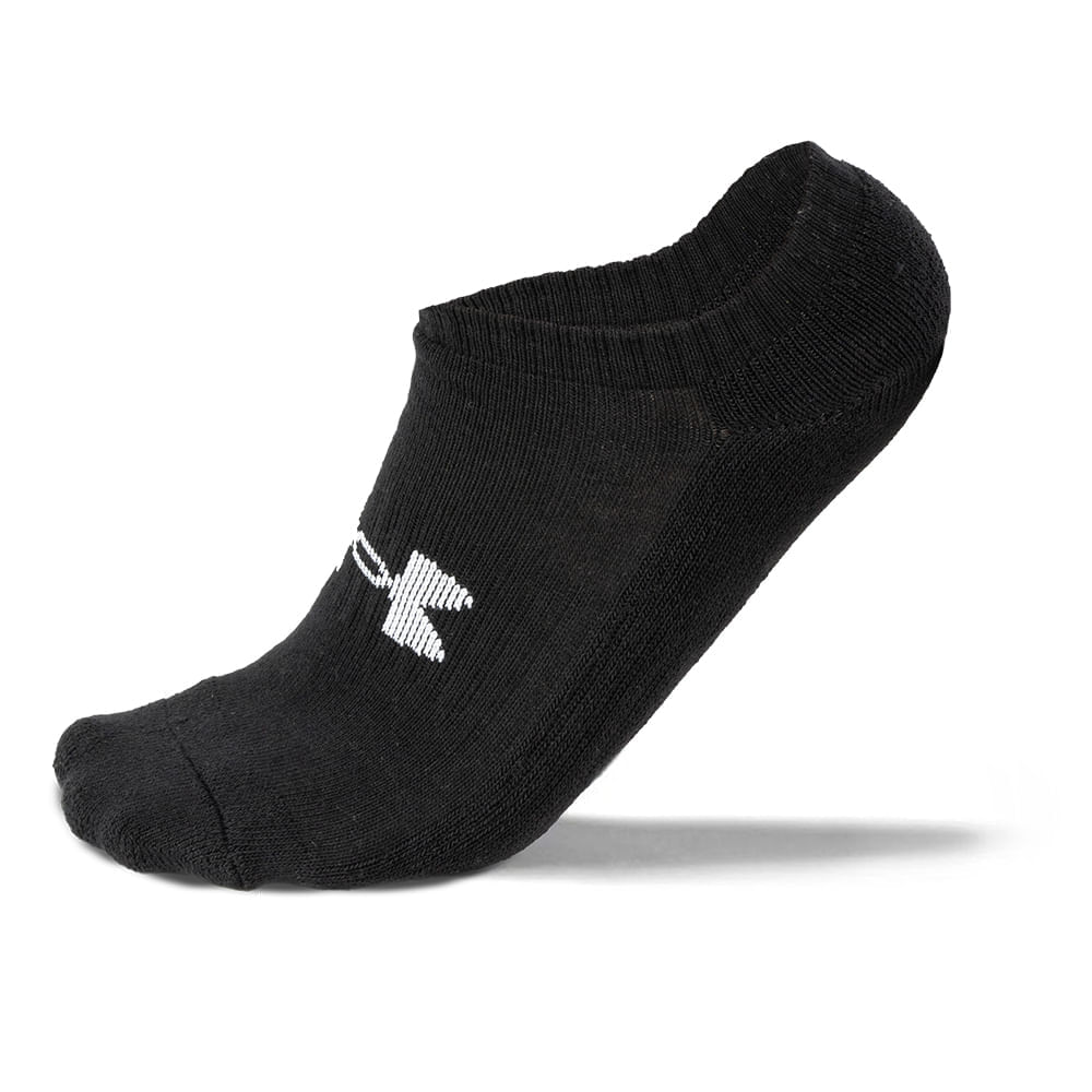 Miniatura Meia Unissex Under Armour Cotton Invisivel - Pacote com 3 pares Preto - G