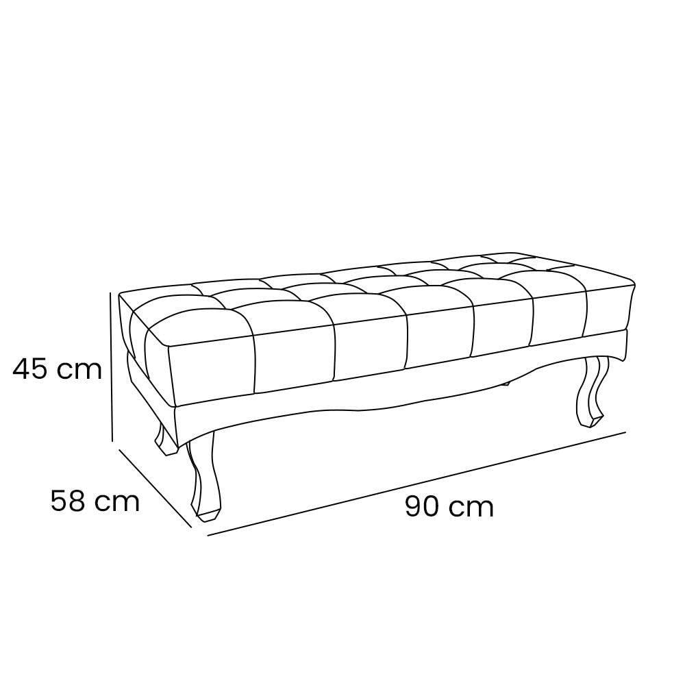 Miniatura Calçadeira Recamier Solteiro 0,90M Cor Cinza Prata