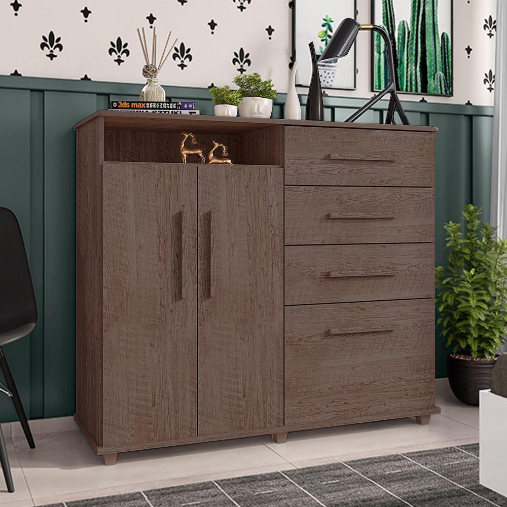 Miniatura Cômoda Helena Com 2 Portas E 4 Gavetas Chocolate - Cor: Marrom