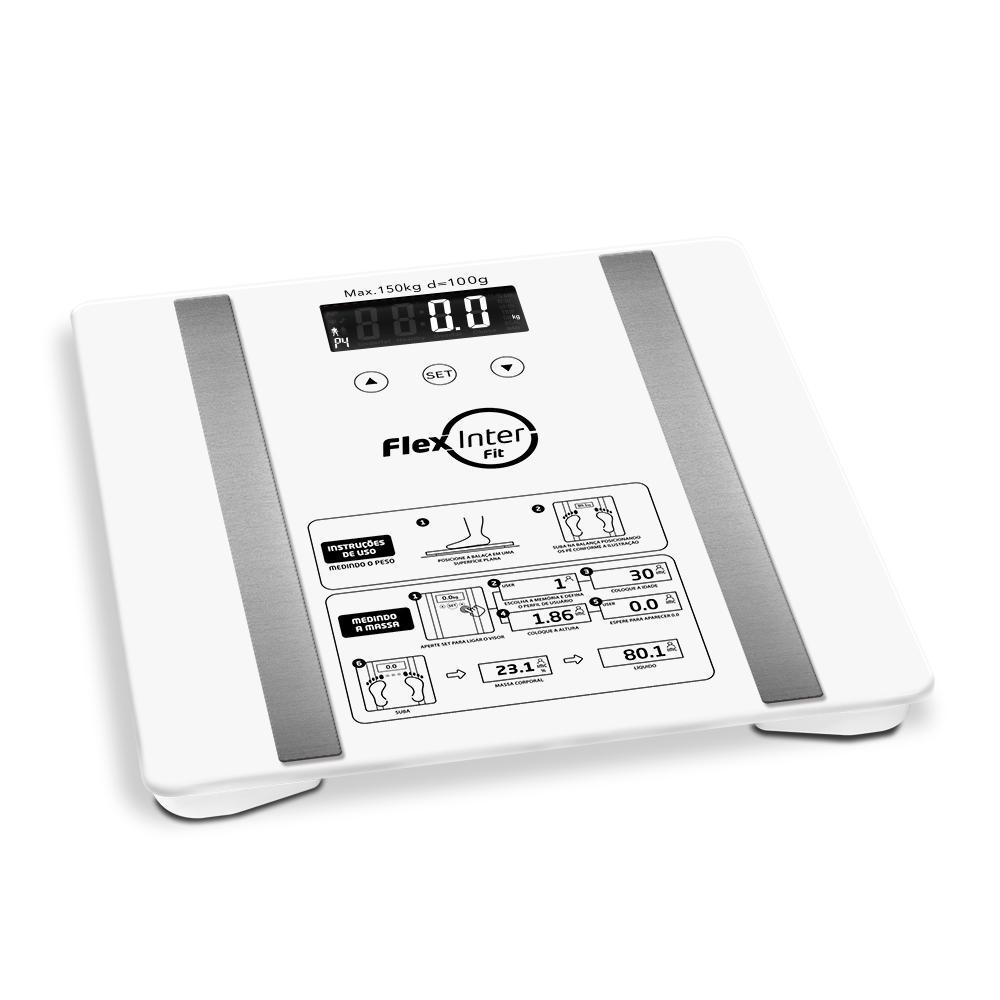 Miniatura Balanca Digital Corporal Bioimpedancia Simple Branca Flexinter