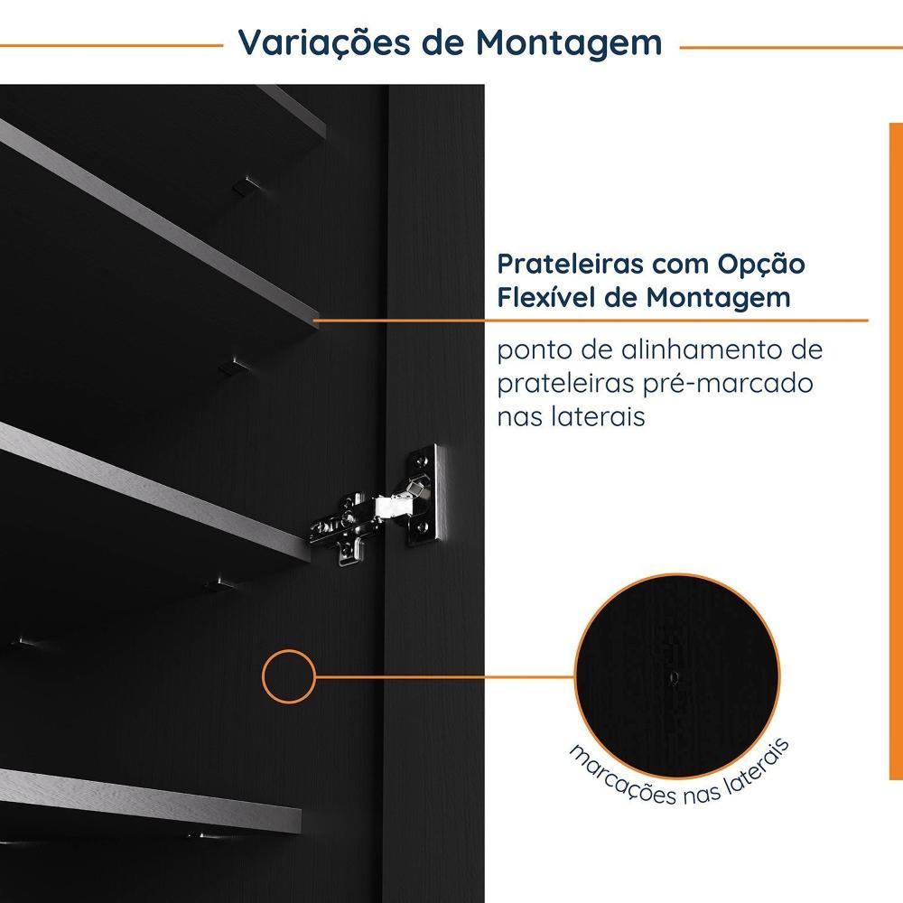 Guarda Roupa de Canto Closet Modular 6 Prateleiras Hera CabeCasa MadeiraMadeira Preto