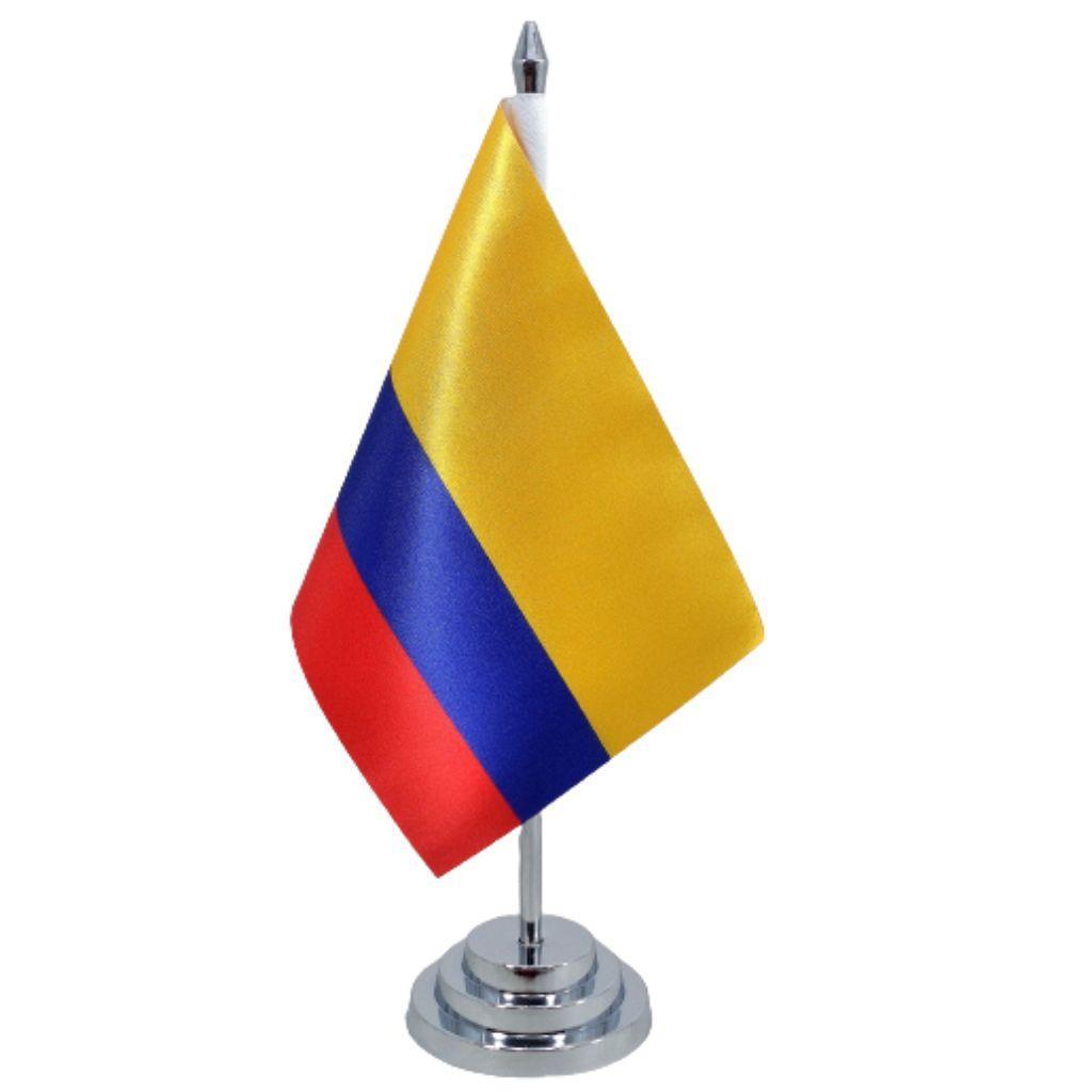 Miniatura Bandeira Mesa Colômbia 29 cm Haste Poliéster Brilhante