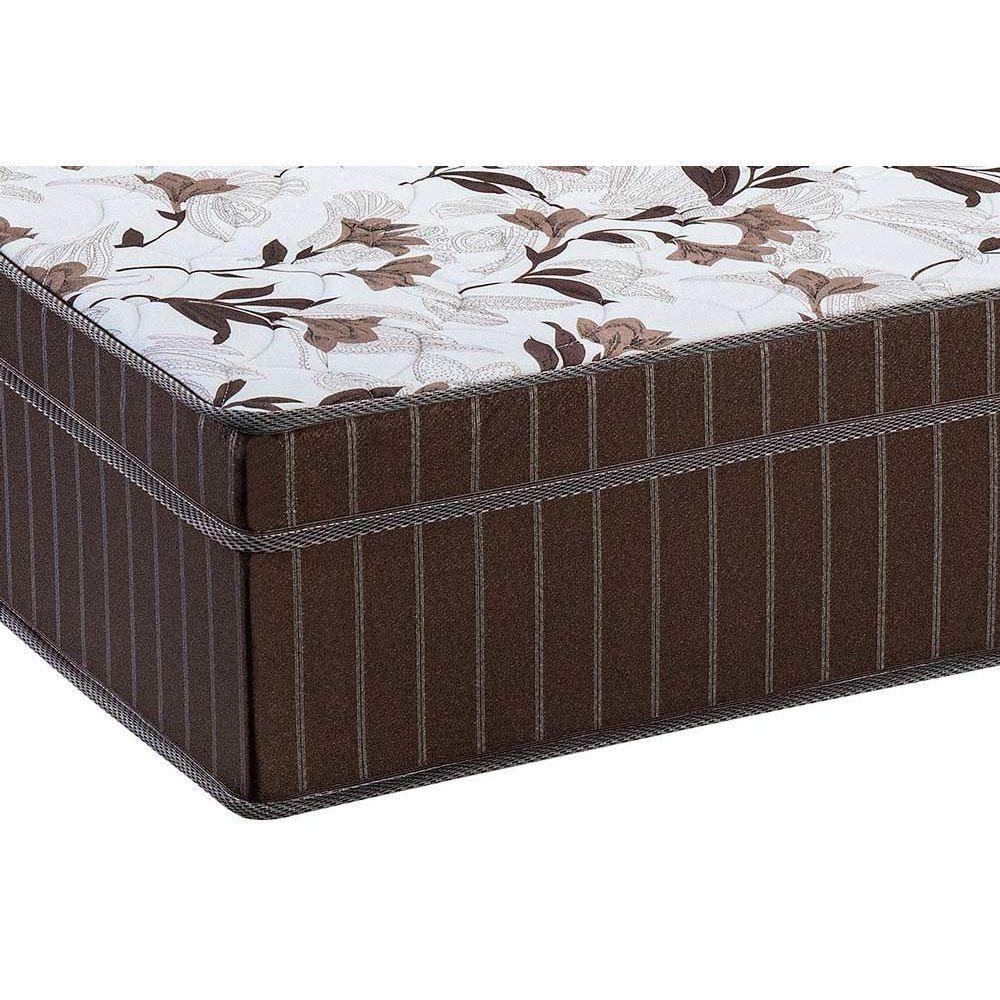 Miniatura Cama Box Baú Queen: Colchão Espuma D33 Polar Pérola Euro Pillow + Base Crc Courano Brown(158X198)