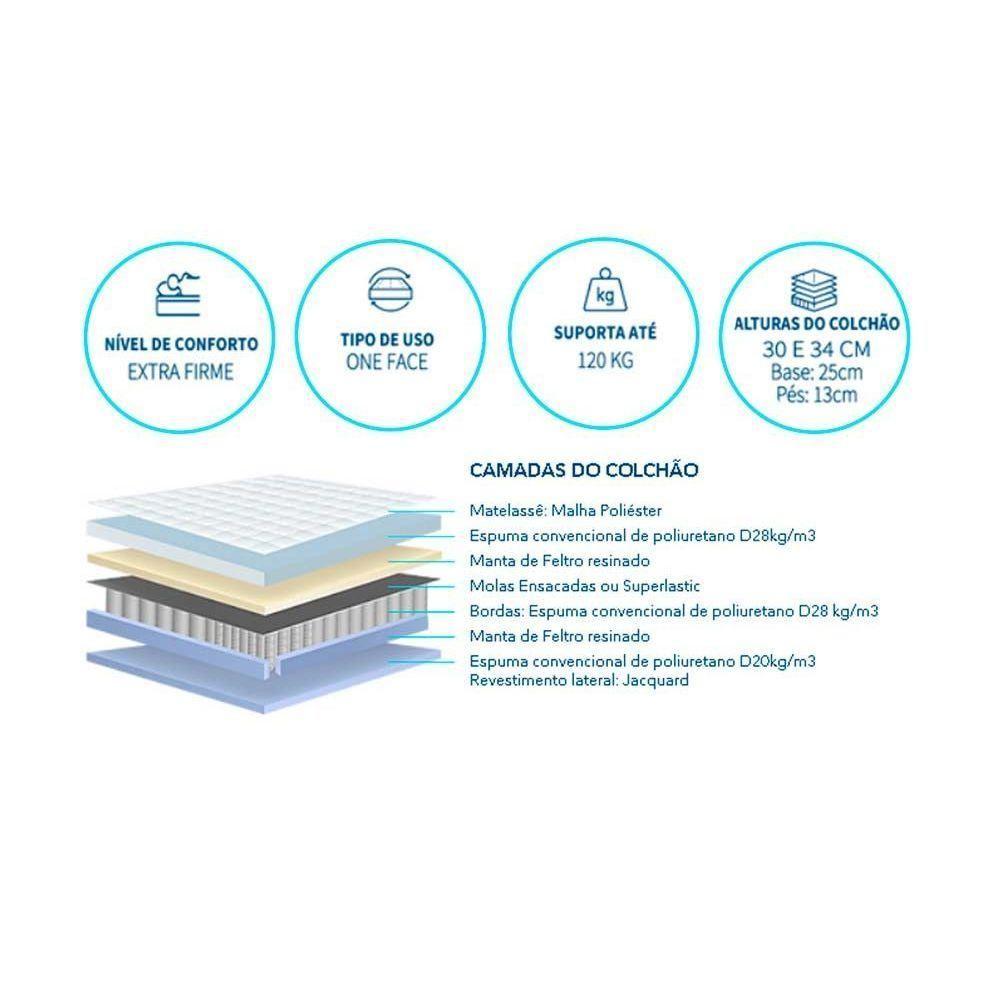 Miniatura Cama Box Baú Queen: Colchão Molas Ensacadas Polar Masterpocket Jasmin Fort + Base Brown(158X198)