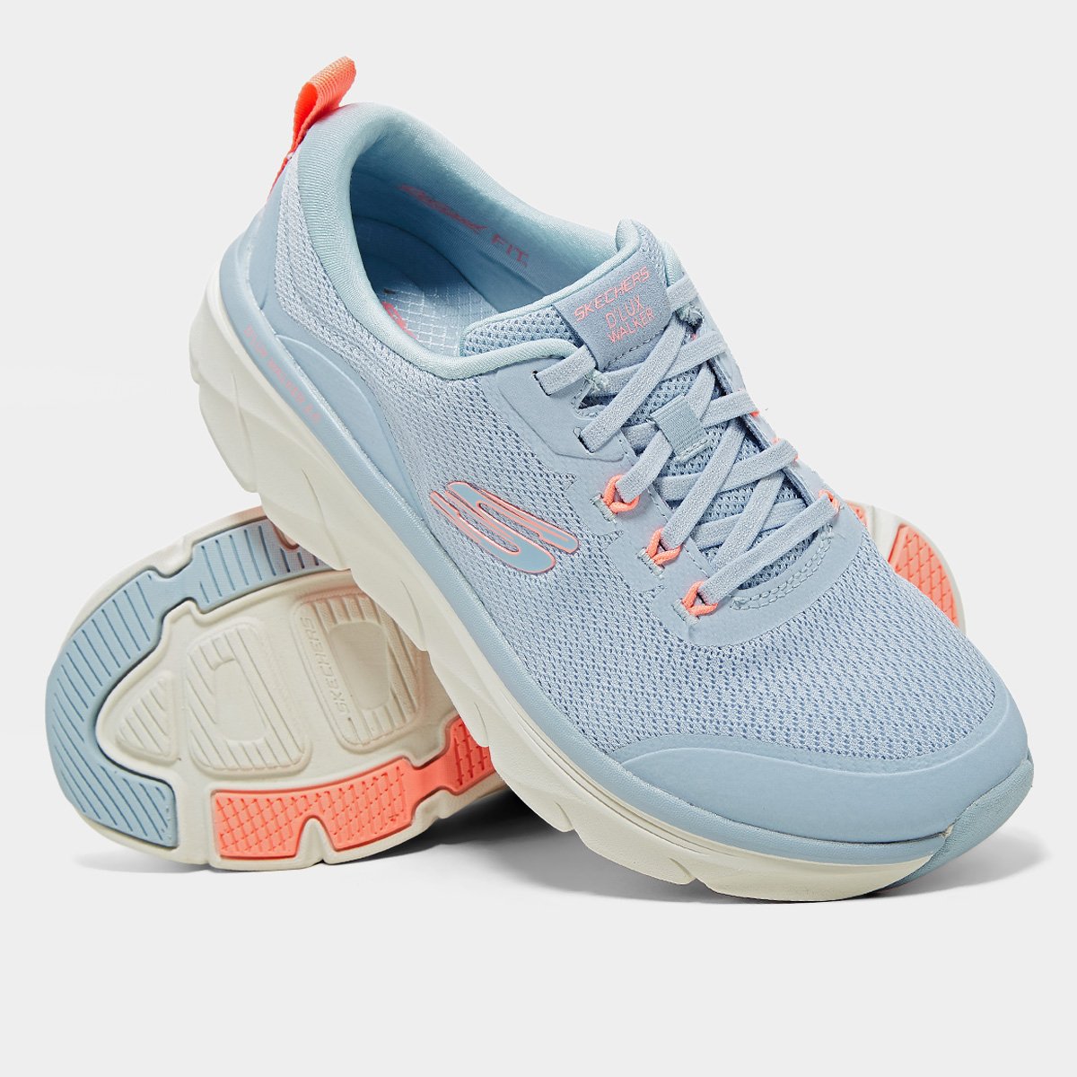 Miniatura Tênis Skechers D'Lux Walker 2.0 Rad Feminino Azul+Rosa - 34