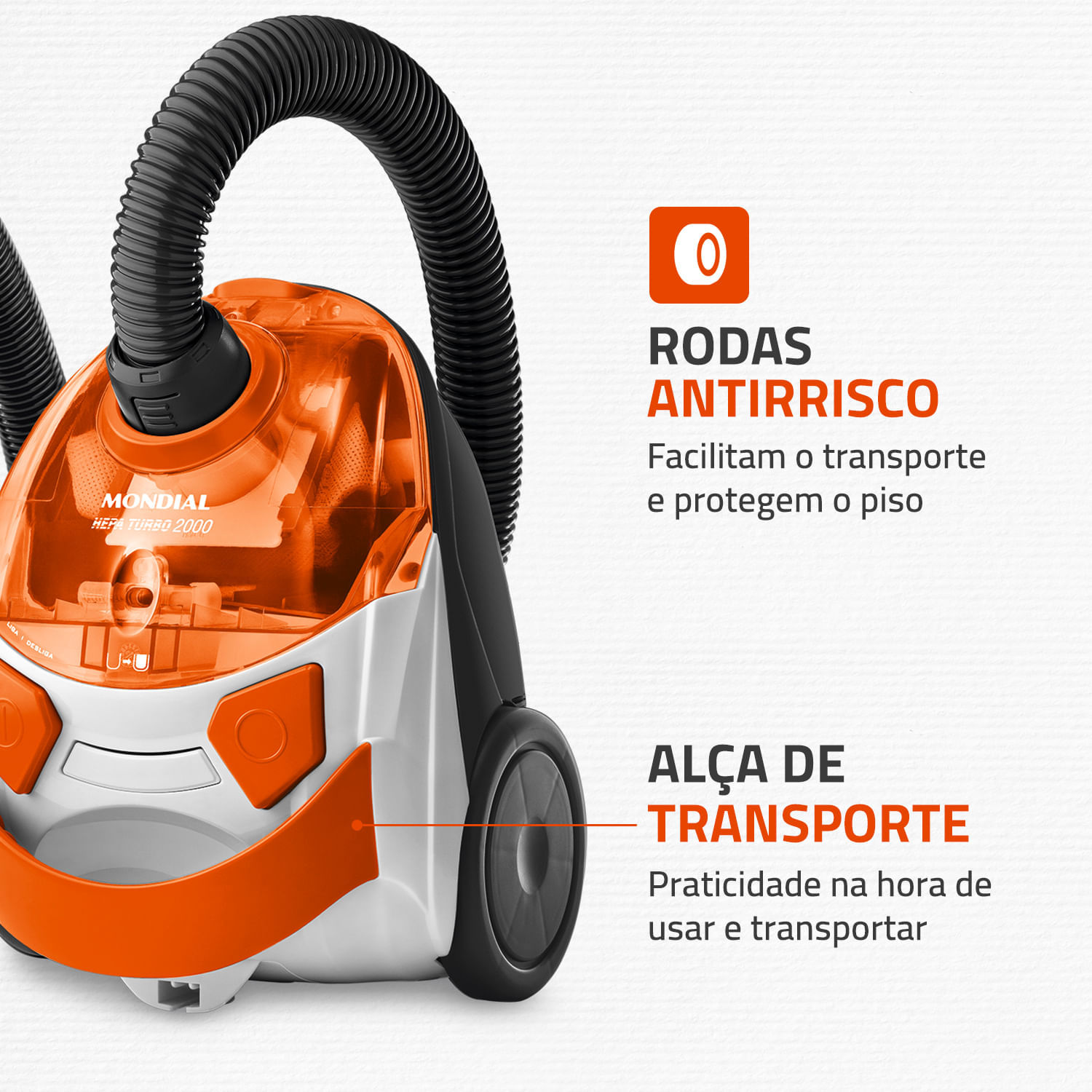 Miniatura Aspirador de Pó Mondial Turbo Hepa AP-15 ASPIRADOR PO-127V-BRANCO/LARANJA