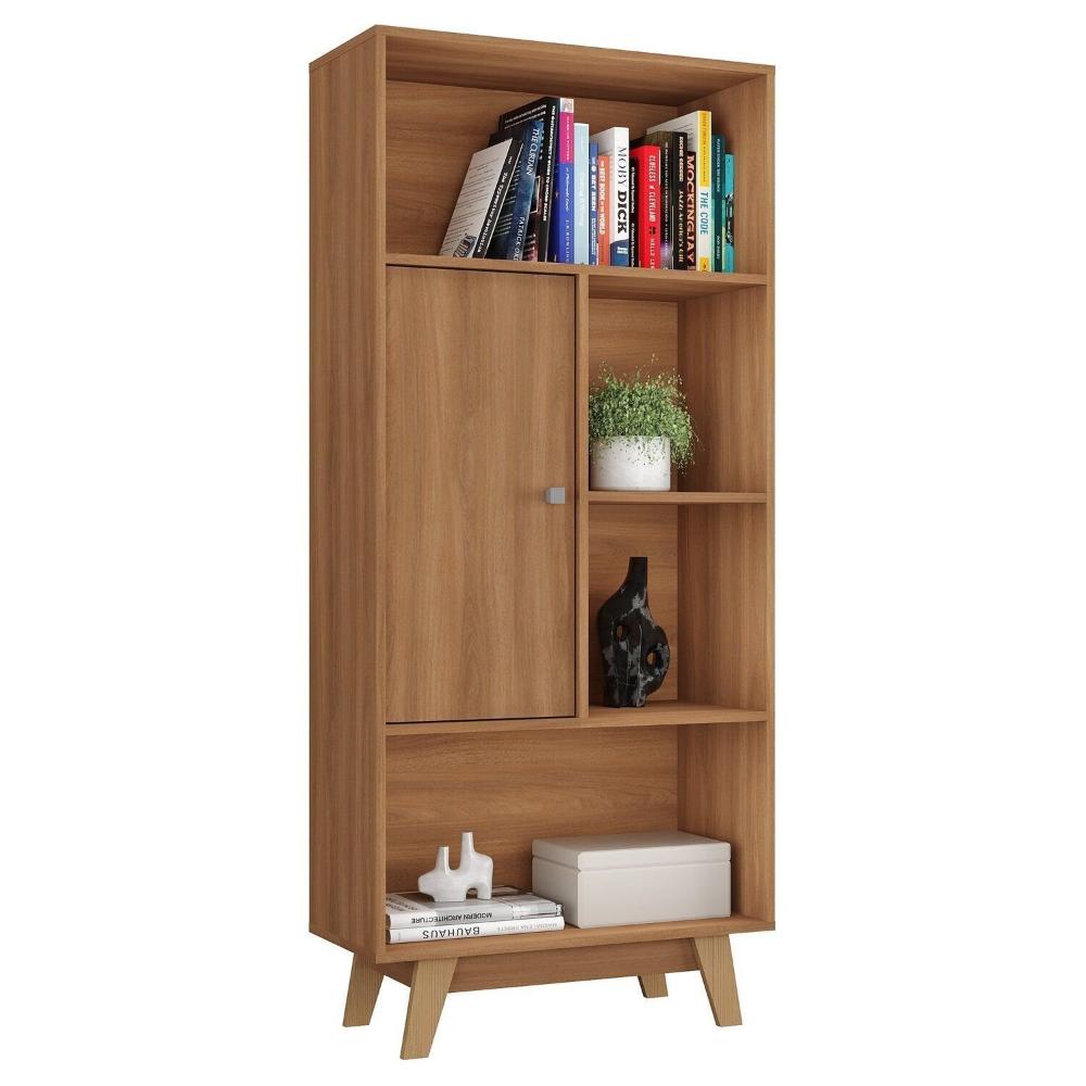 Miniatura Estante para Quarto Livreiro 1 Porta Maven Espresso Móveis Nogal