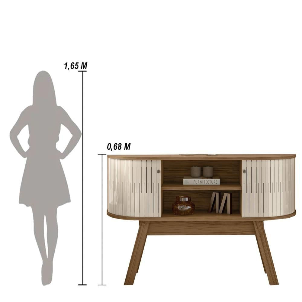 Miniatura Rack Bancada 2 Portas Para Tv De 55 Polegadas Atlanta Naturale Off White