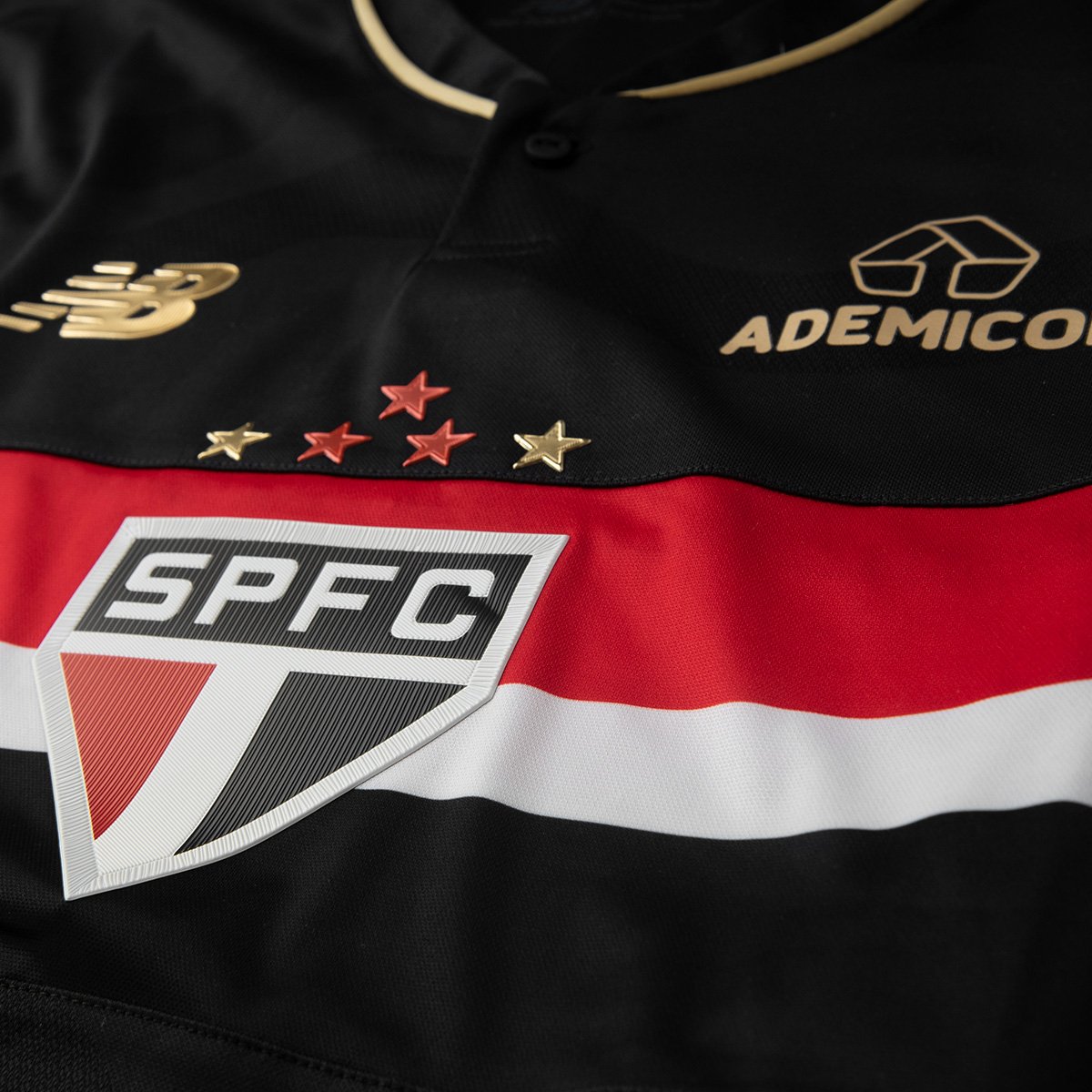 Miniatura Camisa São Paulo III 25/26 s/n° Jogador Comemorativa New Balance Masculina Preto+Vermelho - M