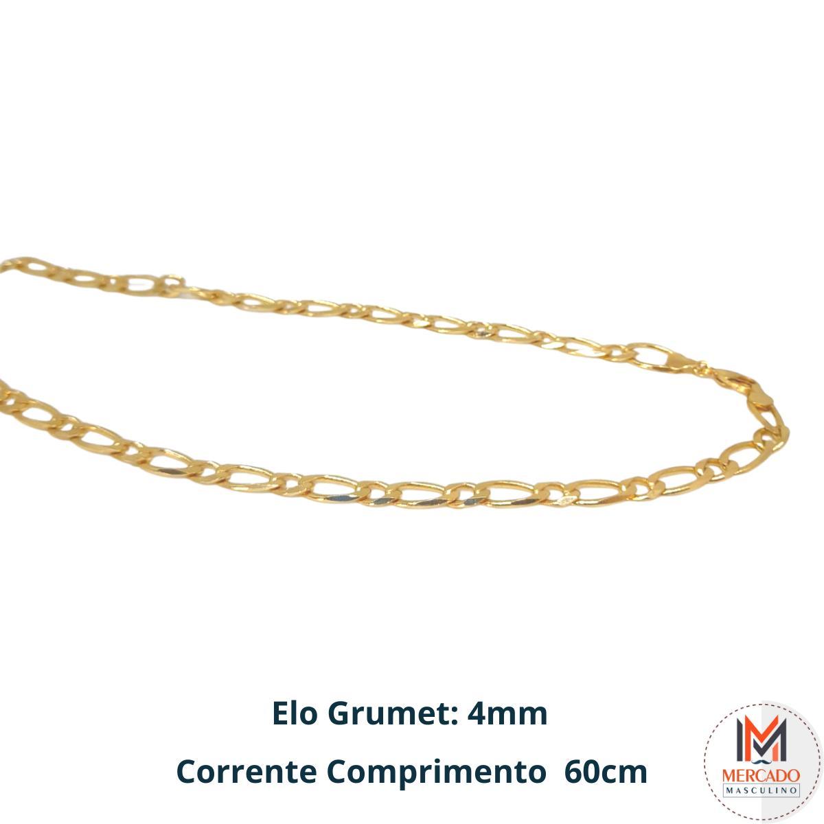 Miniatura Corrente Elo Grumet 1X1 Banhada A Ouro 18K