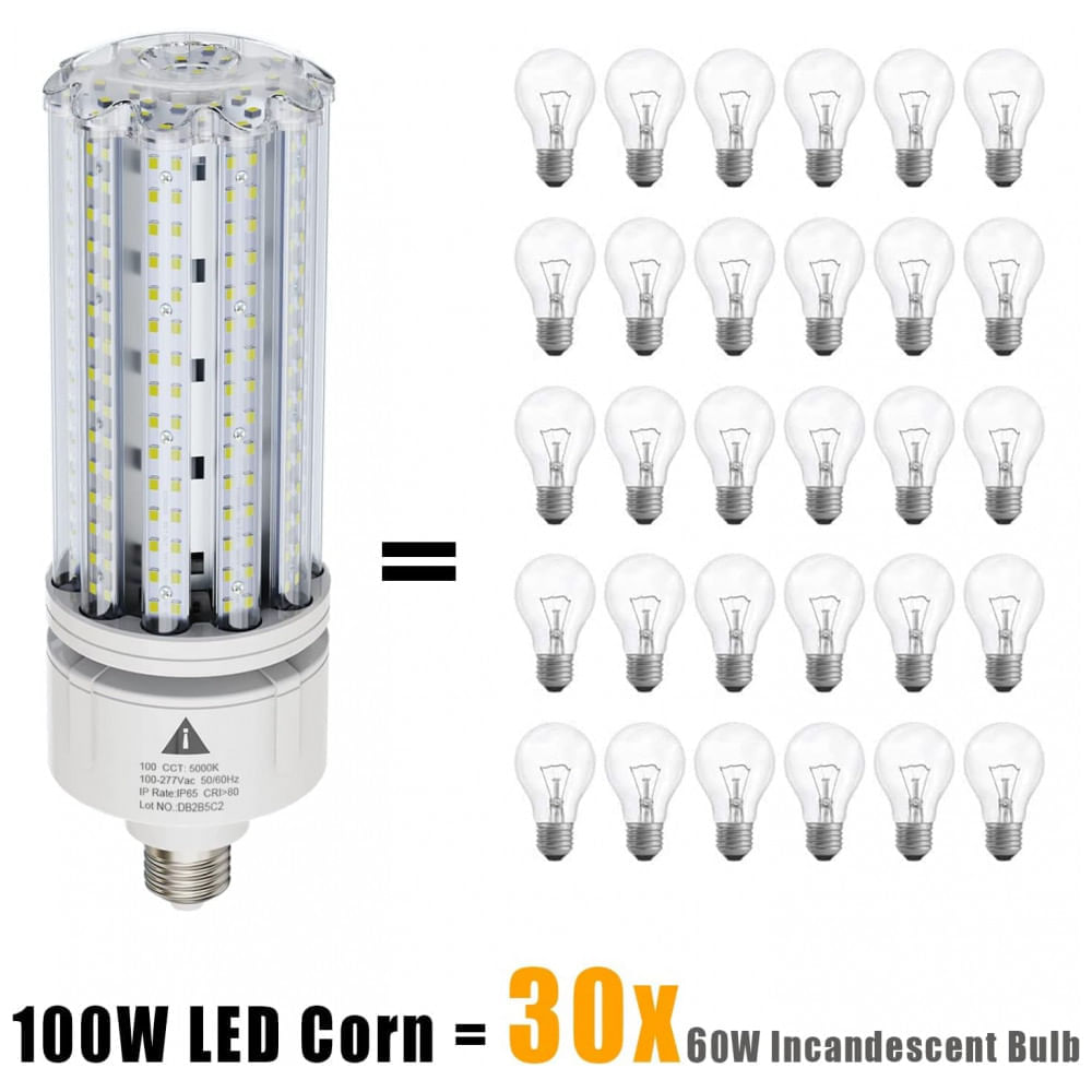 Lâmpada LED Base E26, E39 com 15000 Lumens Branca Natural 5000K 100W, 2 UN, ZP, Branco