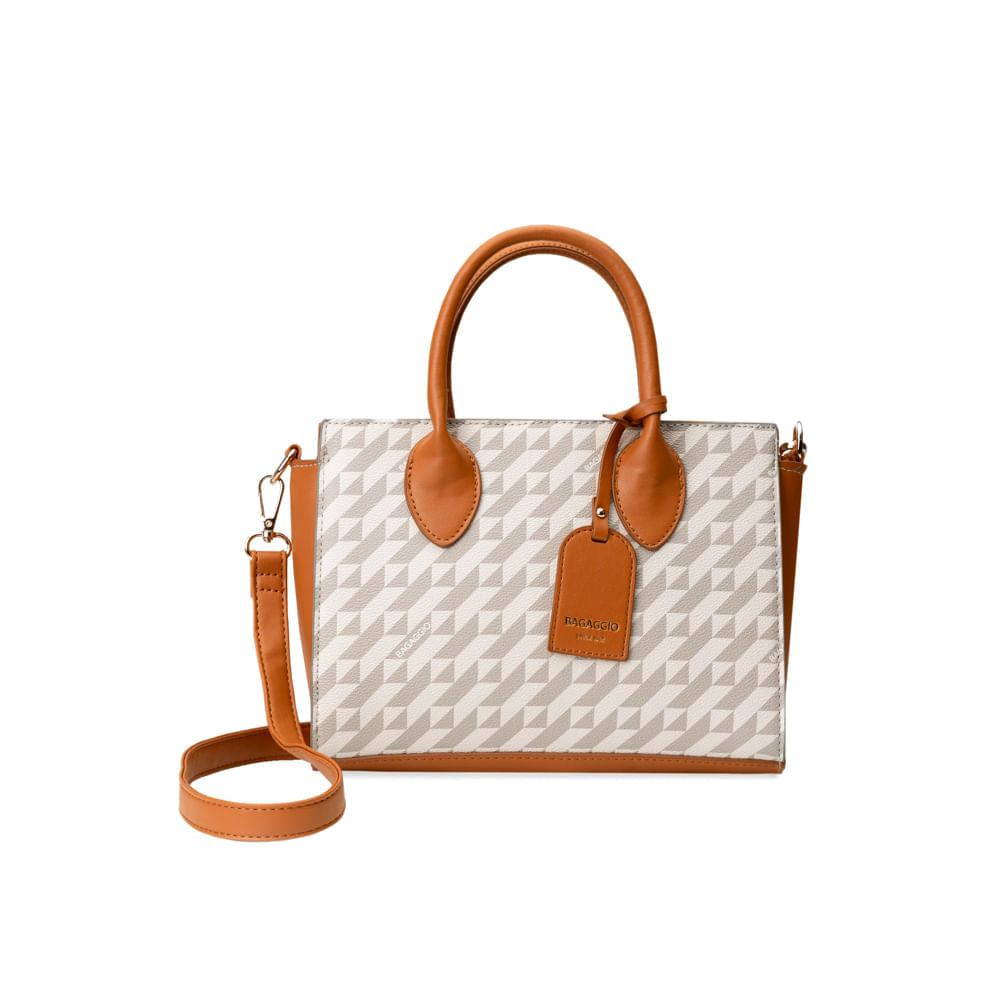 Bolsa de Mão Feminina Média Monograma BG Bege