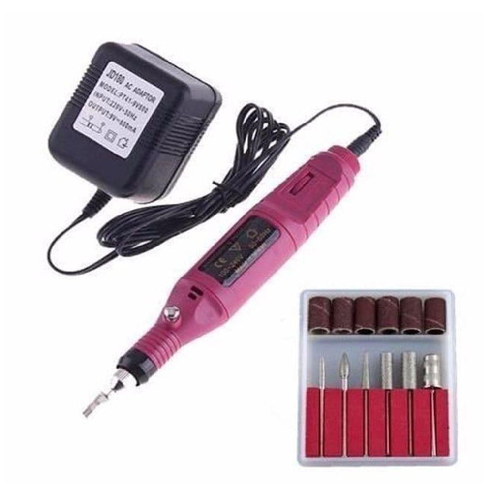Miniatura Lixadeira Elétrica Unha Profissional Lixa Motor Bivolt Rosa