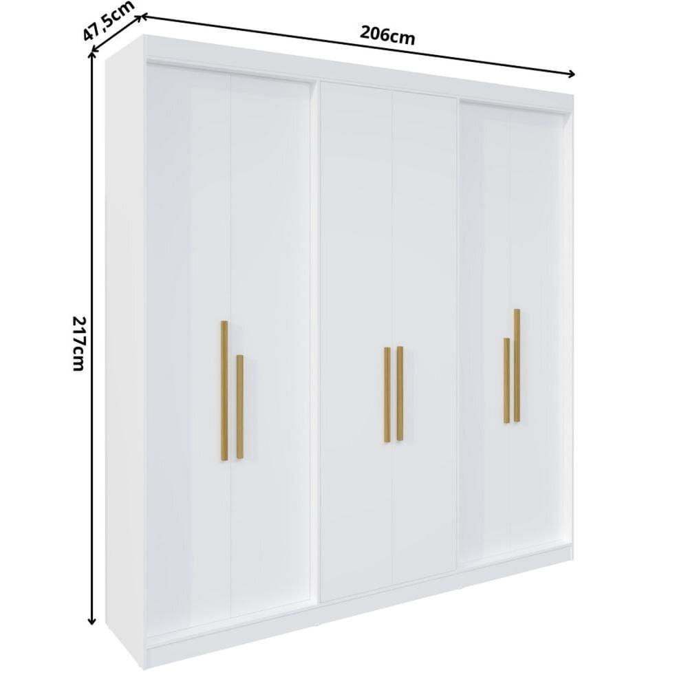 Miniatura Guarda Roupa Casal 6 Portas Lugano MDF Branco Artico