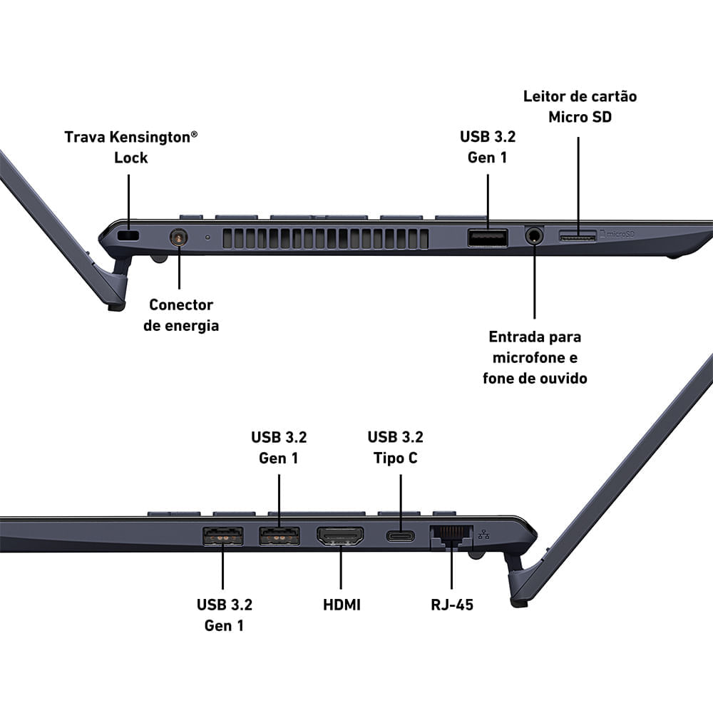 Notebook VAIO® F14 Intel® Core i5-1334U Windows 11 Home 16GB RAM 512GB SSD 14'' Full HD IPS com Fingerprint Cinza Escuro