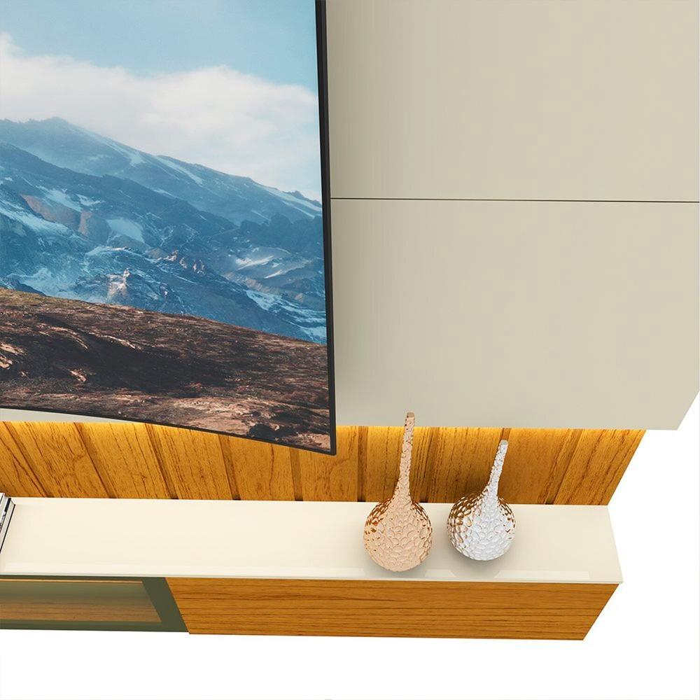 Estante Home Para TV até 85 Polegadas com Led 230cm Soberano Reflecta Naturale/Off White