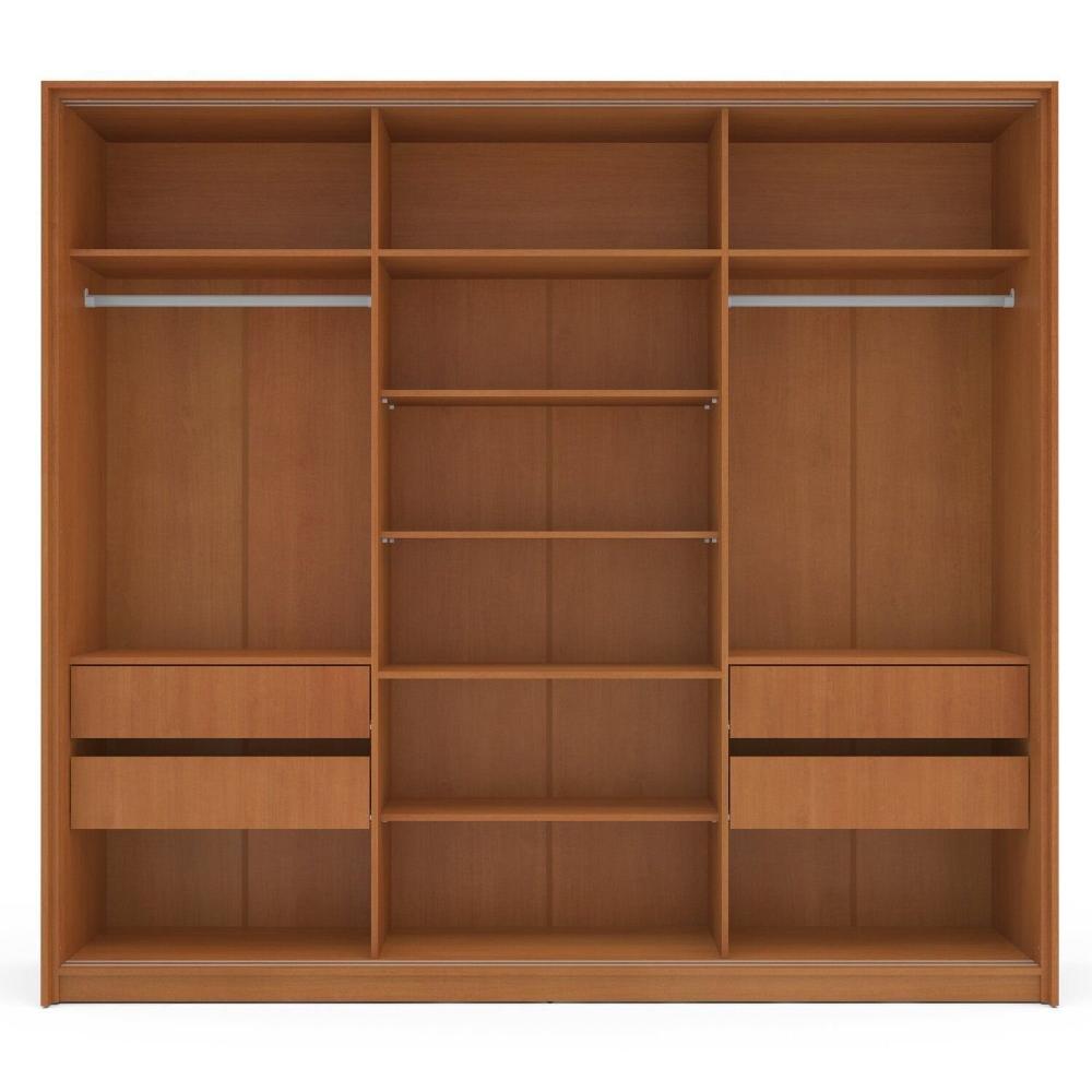 Miniatura Guarda Roupa 3 Portas de Correr 4 Gavetas com Espelho Lisboa Freijo/Creme