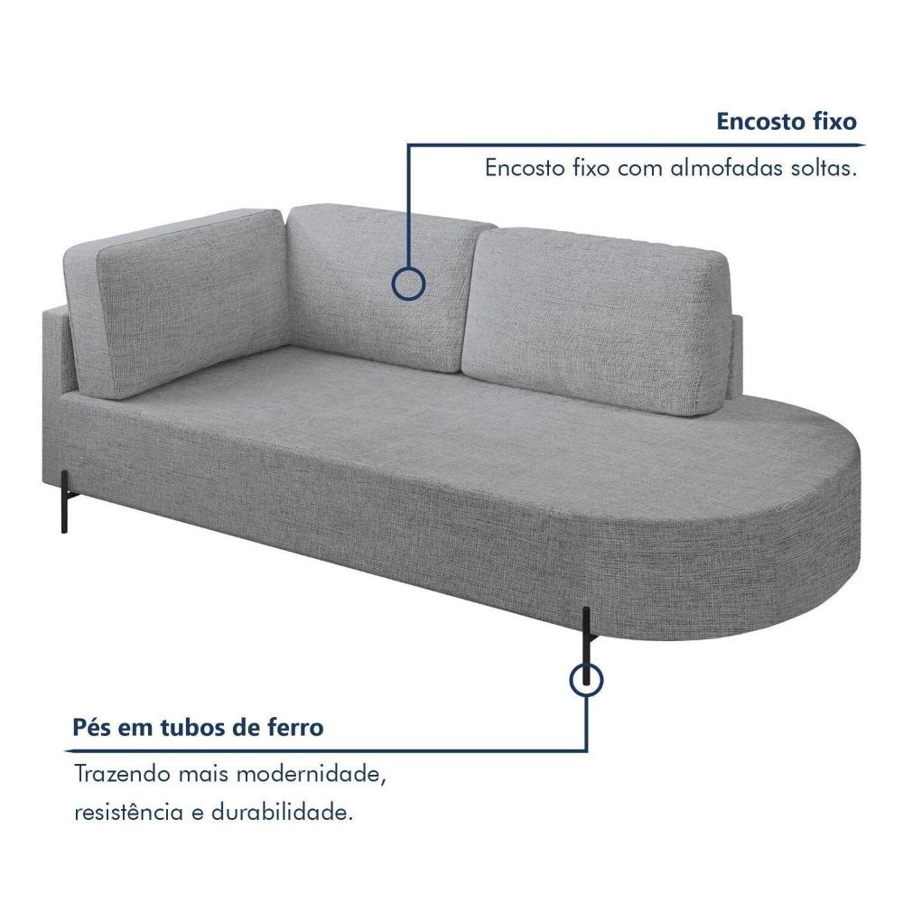 Miniatura Sofá Living Orgânico 2 Lugares 165cm Norten Cinza