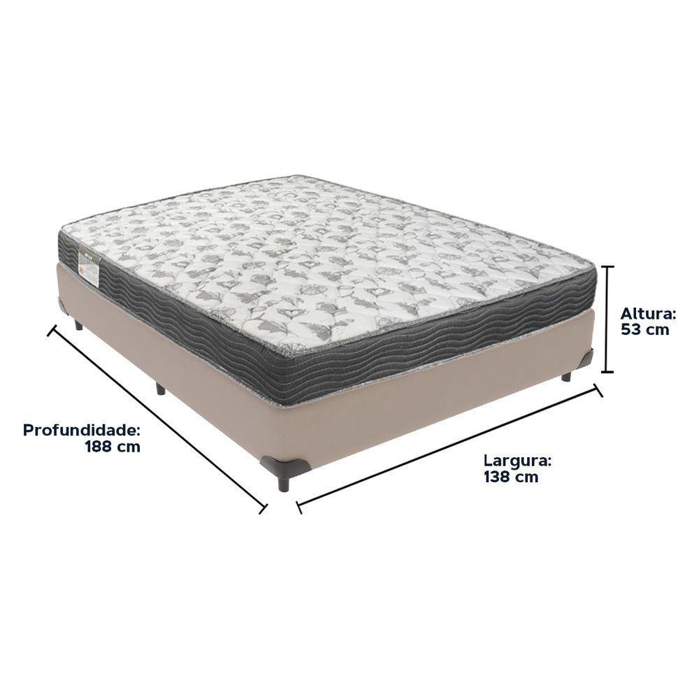 Cama Box Bege E Colchão Iso100 Espuma D33 Casal Ortobom