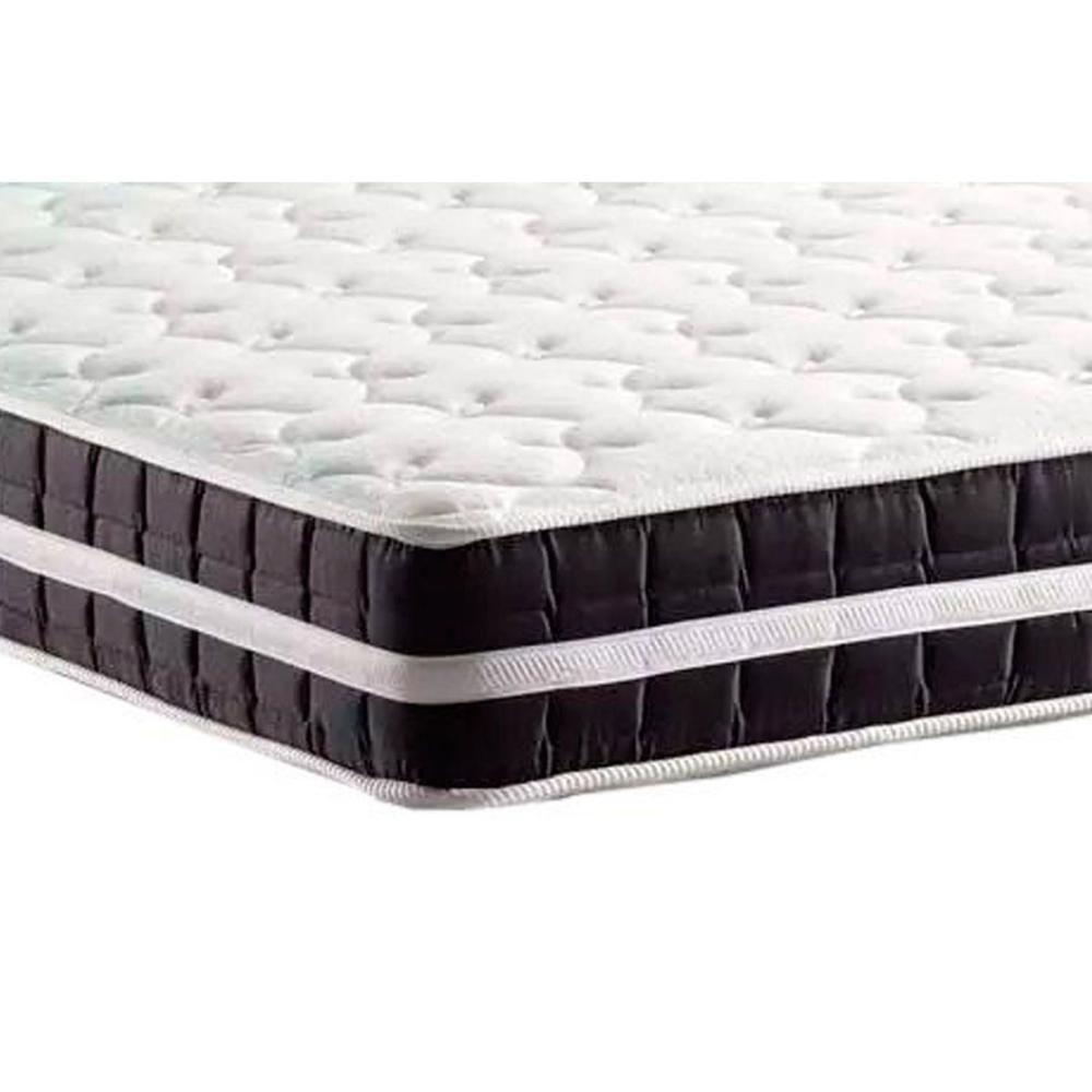 Miniatura Cama Box Baú Queen: Colchão Espuma Anjos D45 / Ep Stare + Base Crc Suede Black(158X198)