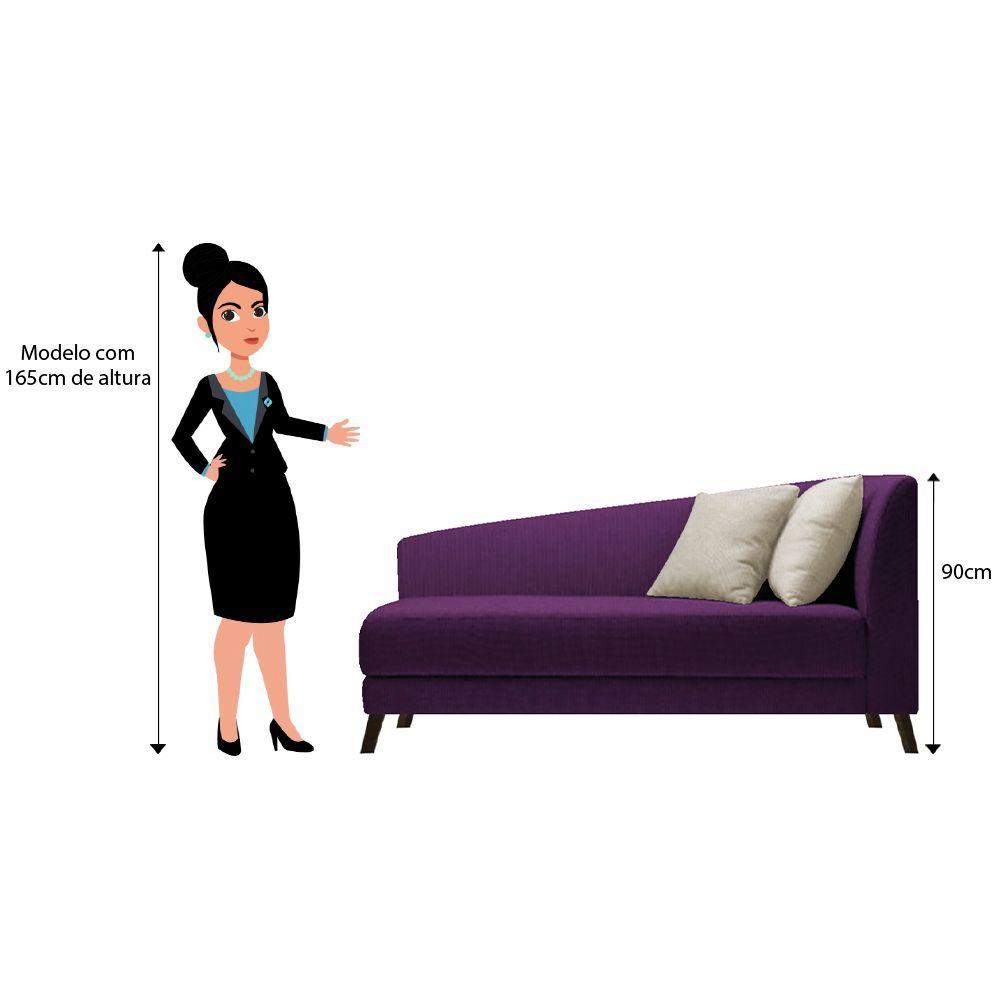 Miniatura Recamier Heitor 185cm Com Almofada Lado Esquerdo Suede Cor Roxo/bege