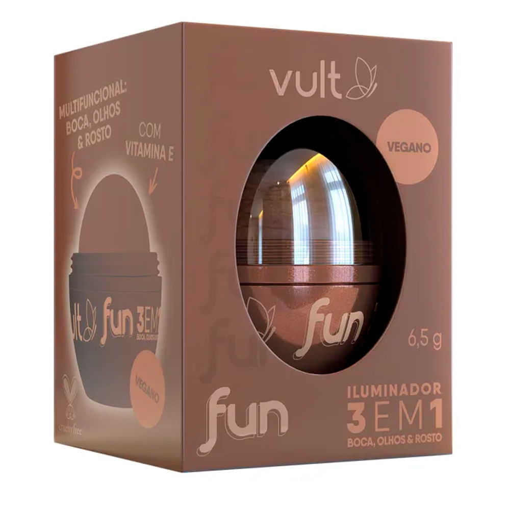 Miniatura Iluminador Vult Fun 3 em 1 Cor Dourado Radiante 6,5g
