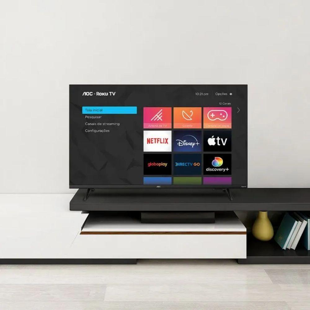 Miniatura Smart TV AOC Roku 43 DLED HD Dolby Audio 43S5045/78G Preto Bivolt