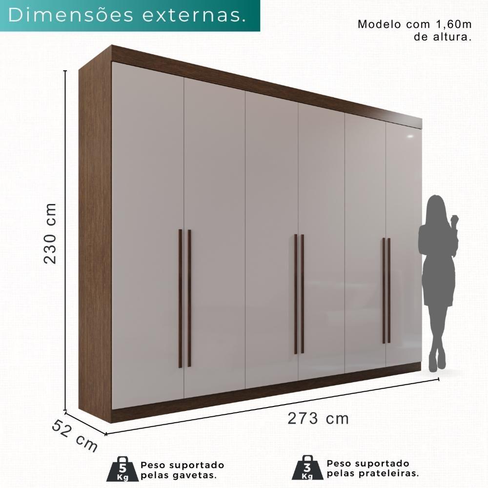 Miniatura Guarda Roupa Casal 100% Mdf 6 Portas 6 Gavetas Itália - Mais Móveis Newcanion-offwhite